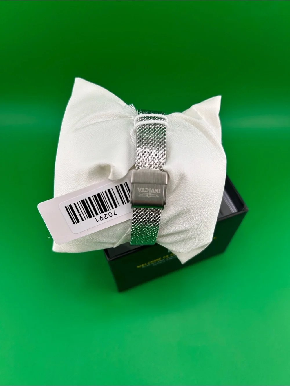 Invicta Silver Dial Watch with Green Mesh Strap (70291)